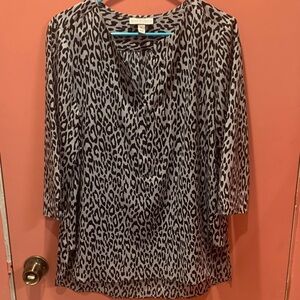Dana Buchman Black and White Relaxed 3/4 Sleeve Tunic